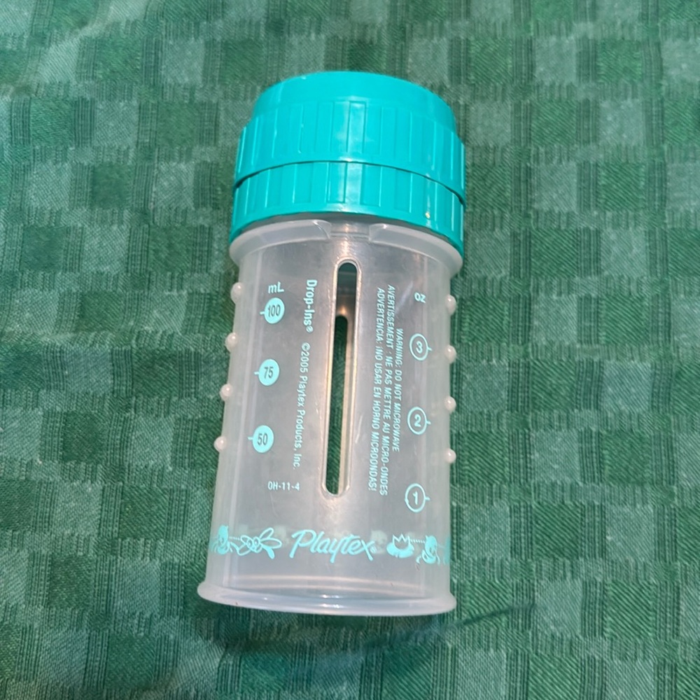 Mint Green Playtex drop-in 4oz baby bottle